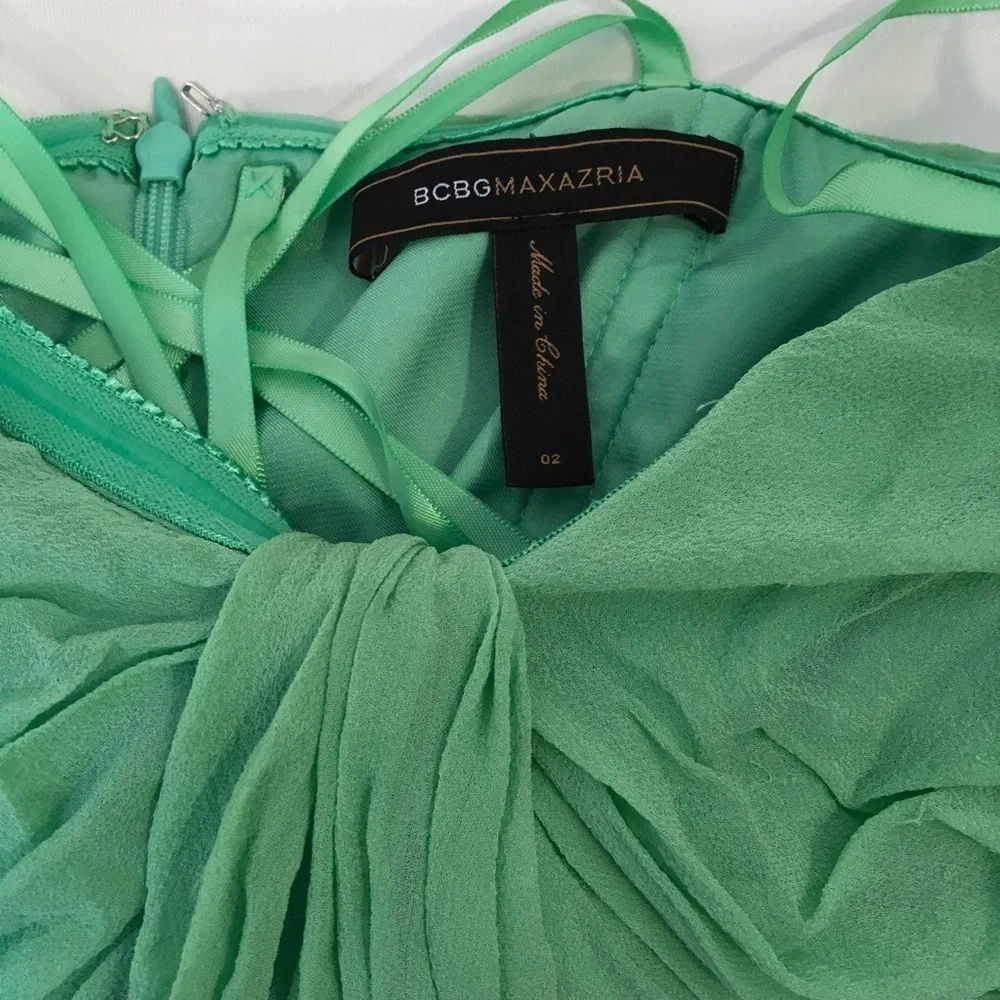 BCBGMAXAZRIA Mint Green Strapless Beaded Dress - Picture 5 of 8